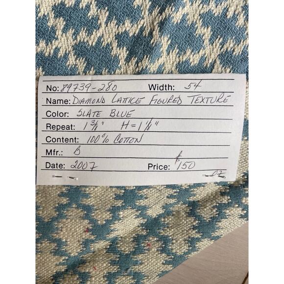 Brunschwig & Fils "Diamond Lattice Figured Texture" fabric vintage swatch 26x27 - Picture 4 of 5